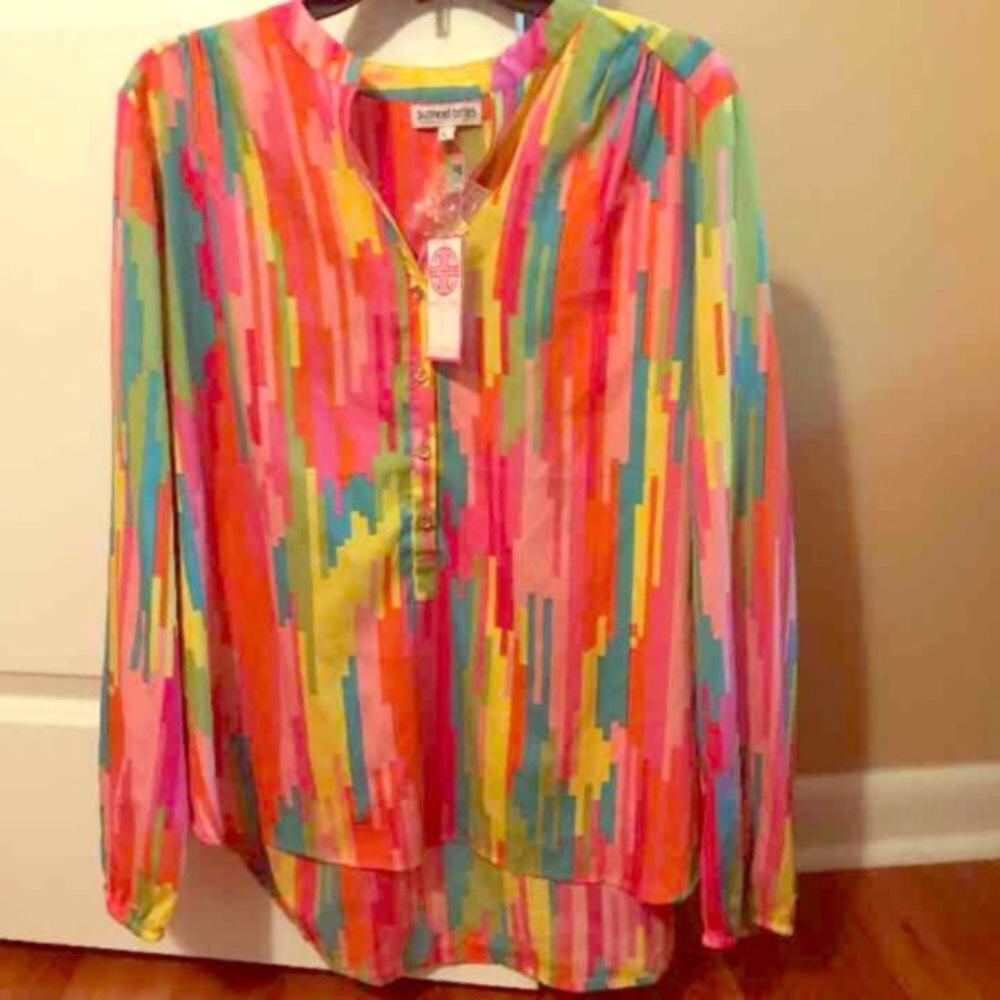 Gorgeous Buckhead Betties colorful neon boutique shirt, sz L